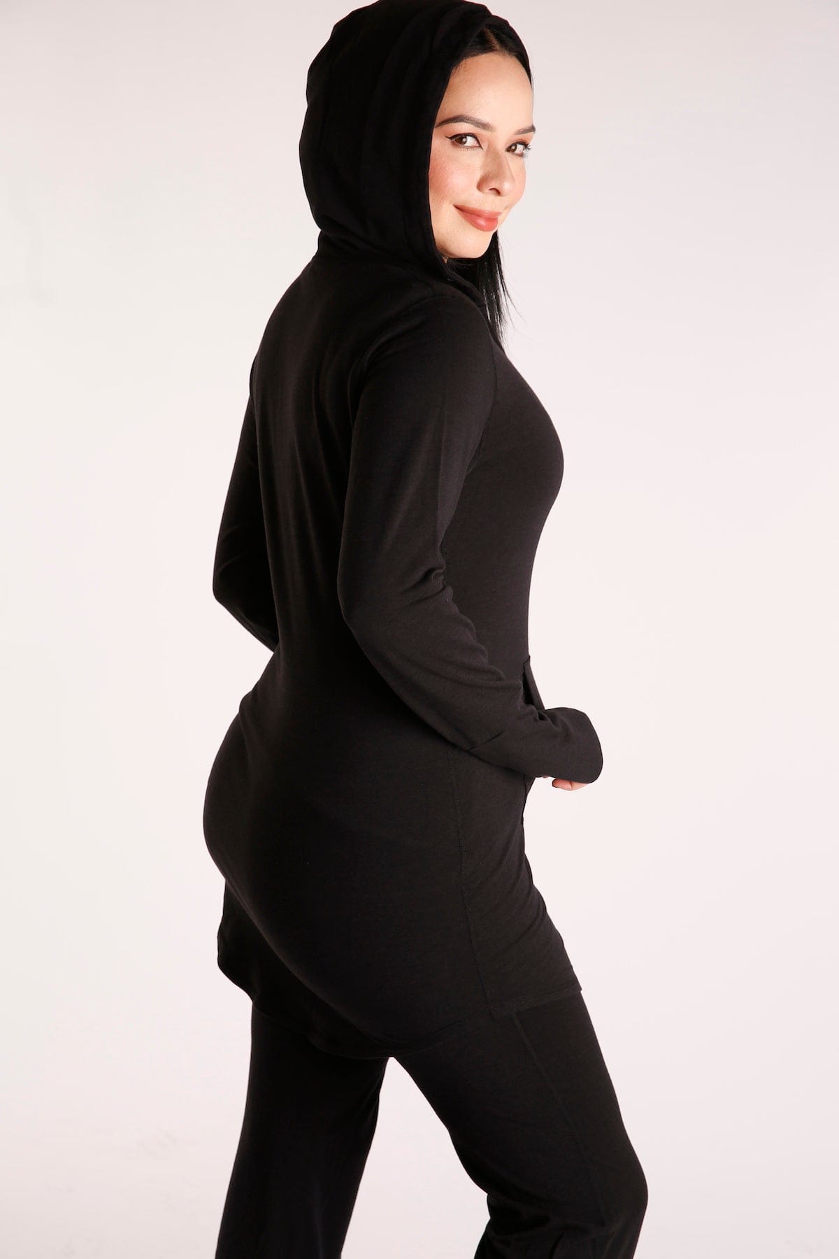 Green Apple Active New Cleo Tunic Hoodie - Black New Cleo Tunic Hoodie - Black