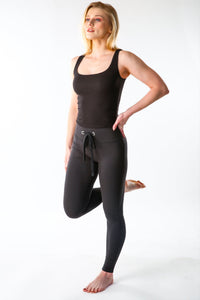 Green Apple Active New Dua Drawstring Legging - Black Dove New Dua Drawstring Legging - Black Dove