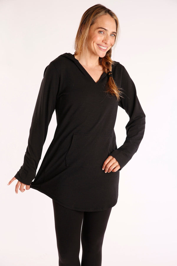 Cleo Tunic Hoodie - Black | - Green Apple Active