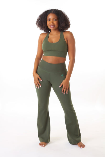 Green Apple Active Sakura Fitted Flare Pant - Green Small / Navy Blue Sakura Fitted Flare Pant - Green